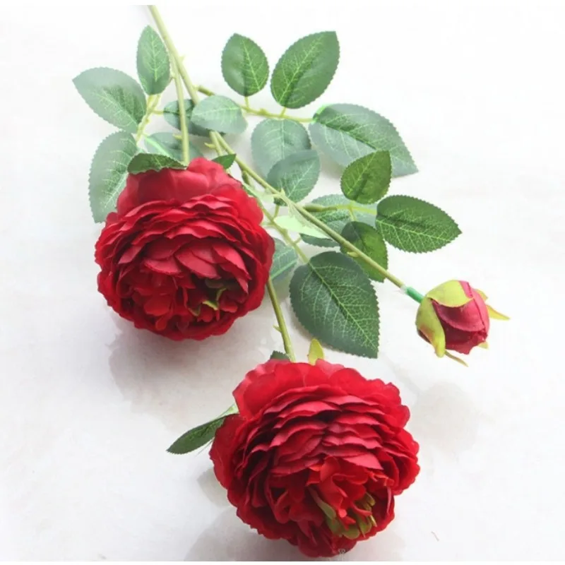 

Rose Artificial Flowers 3 Heads Pink White Peonies Silk Flower Wedding Garden Decoration Fake Flower Bouquet Peony Color