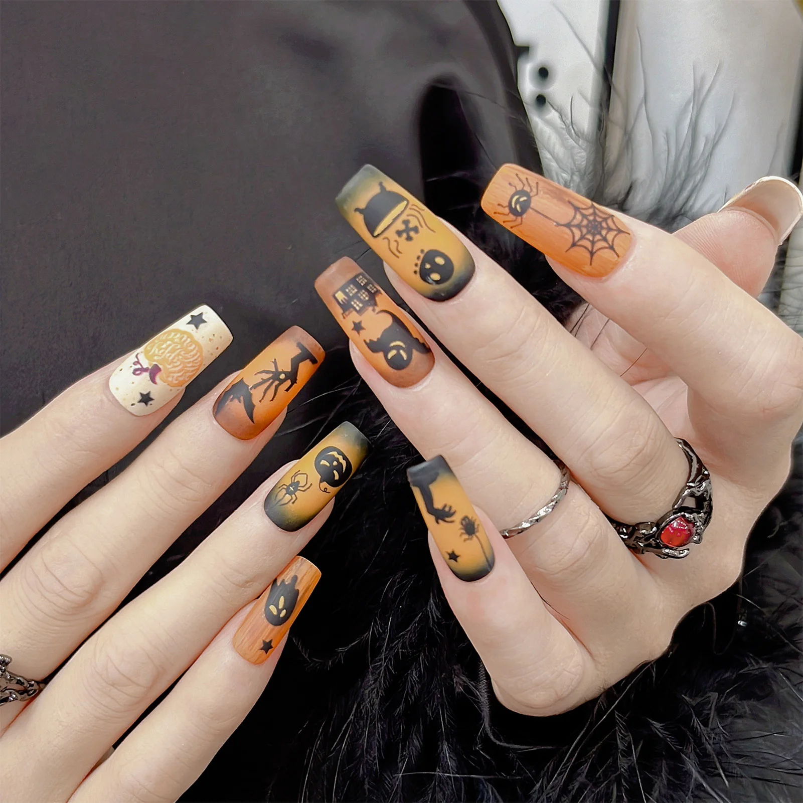 할로윈 네일 스티커 - 호박 박쥐 유령 거미 디자인 네일 데칼 - 여성 소녀들을 위한 방수 DIY 귀신 네일 아트 스티커