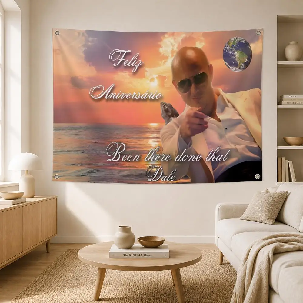 Rapper Pitbull Mr. Worldwide Flags Home Yard Garden Wall Hanging Flag Indoor Outdoor Banner Decor for Patio Backdrop Art