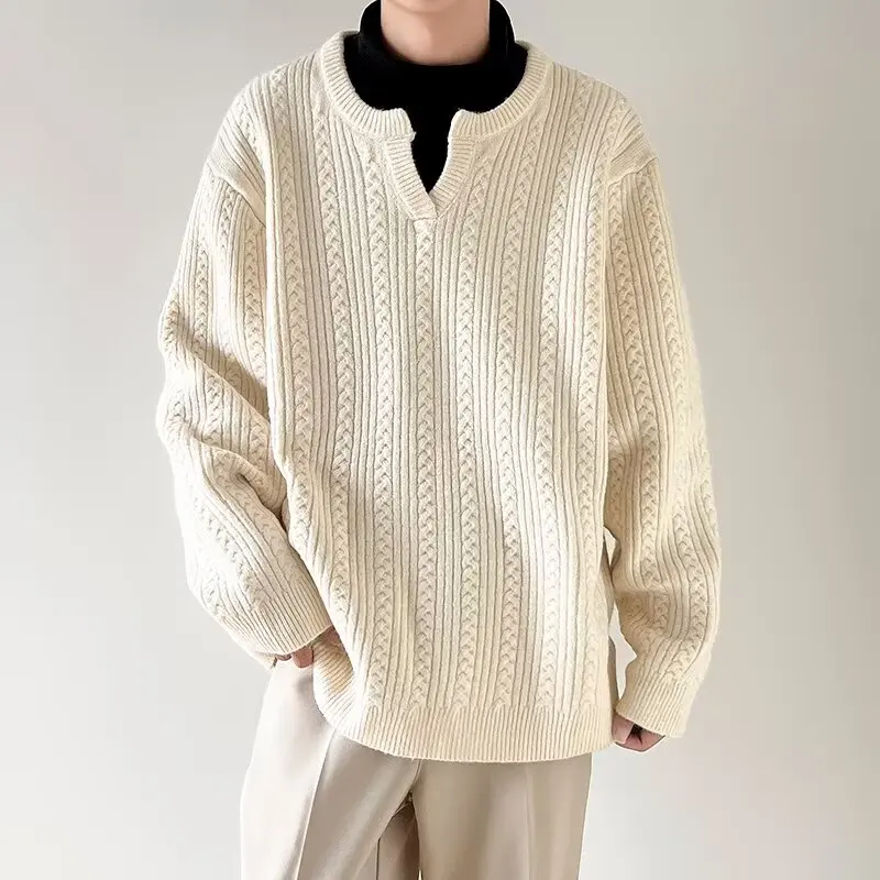 

Cleanfit American Sle V-Ne Knitwear Men's Casual Autumn Winter Simple Leisure Lazy Pattern Warmth Faionable Sweater
