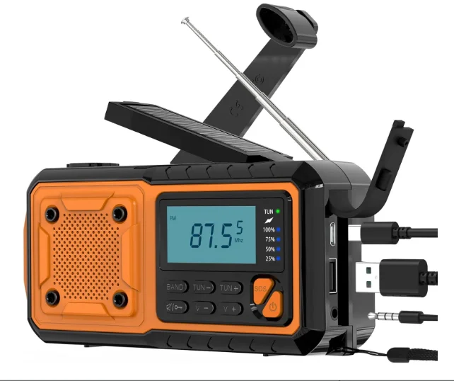 4000mAh Draagbare Noodzonne-energie Radio Handkruk Opladen AM/FM Weerradio Led Leeslamp Bank Telefoonoplader