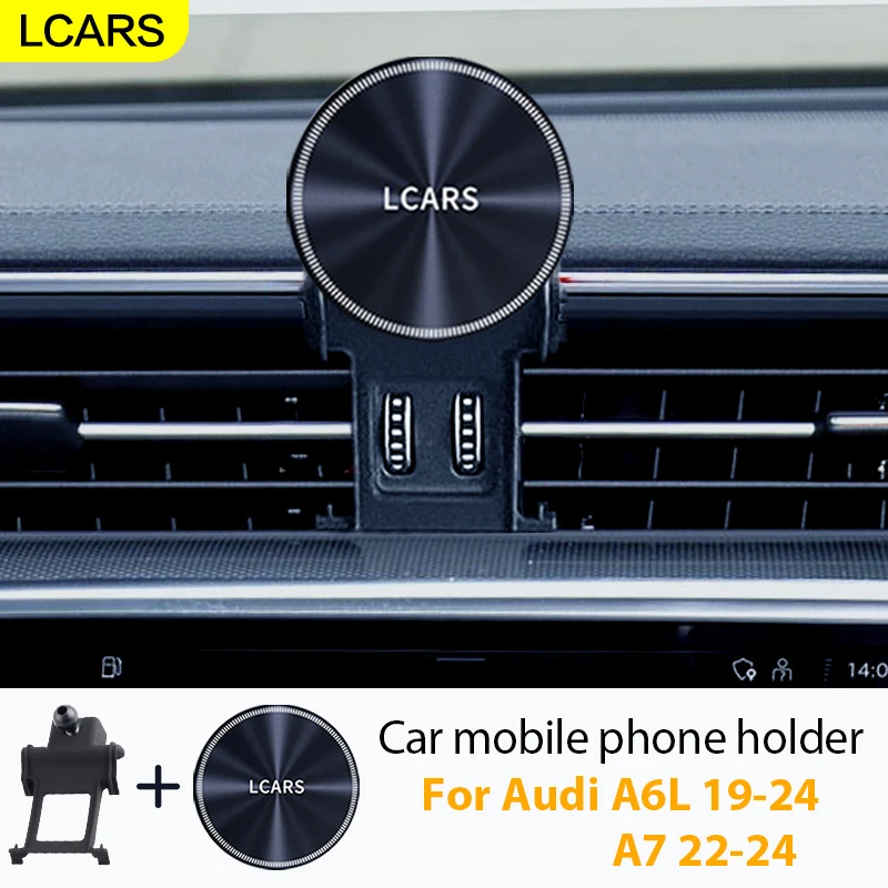 Lcars Fahrzeugspezifischer Handyhalter Geeignet für Audi Fahrzeuge 2019-2024 A6L, 2022-2024 A7, Installiert in der Mittelkonsole der Lüftung, Magnetischer Handyhalter mit 360-Grad-Rotation, der Nicht