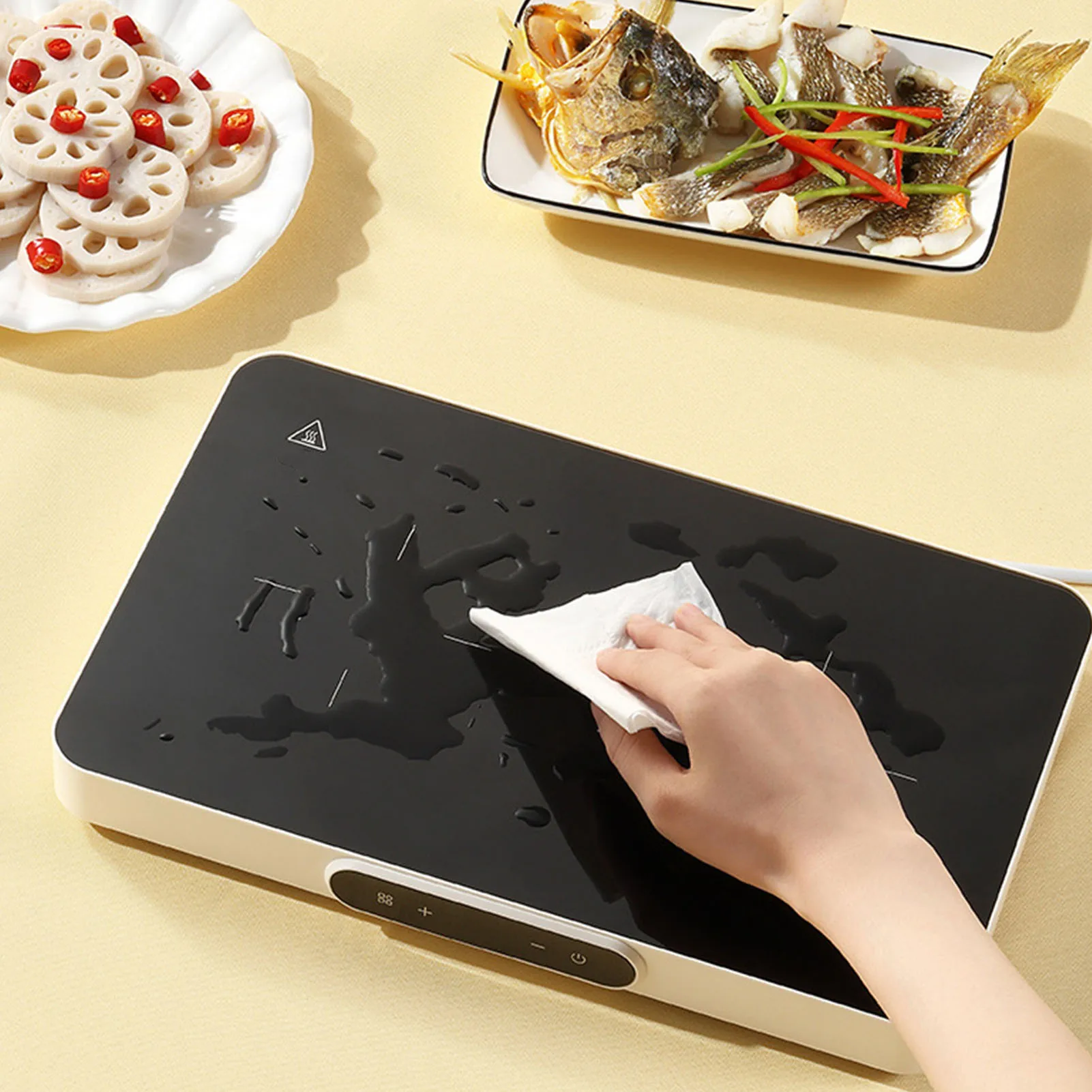 

Электрический поднос для подогрева еды, настольный нагревательный коврик, многофункциональный бытовой маленький 8-уровневая температура, 12 часов