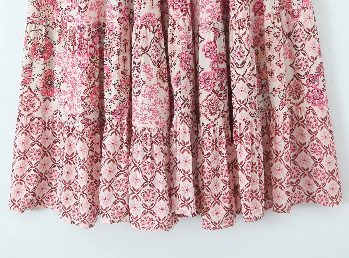 Gonna lunga a trapezio a vita alta con stampa floreale da donna alla moda Gonna femminile elegante in stile francese versatile