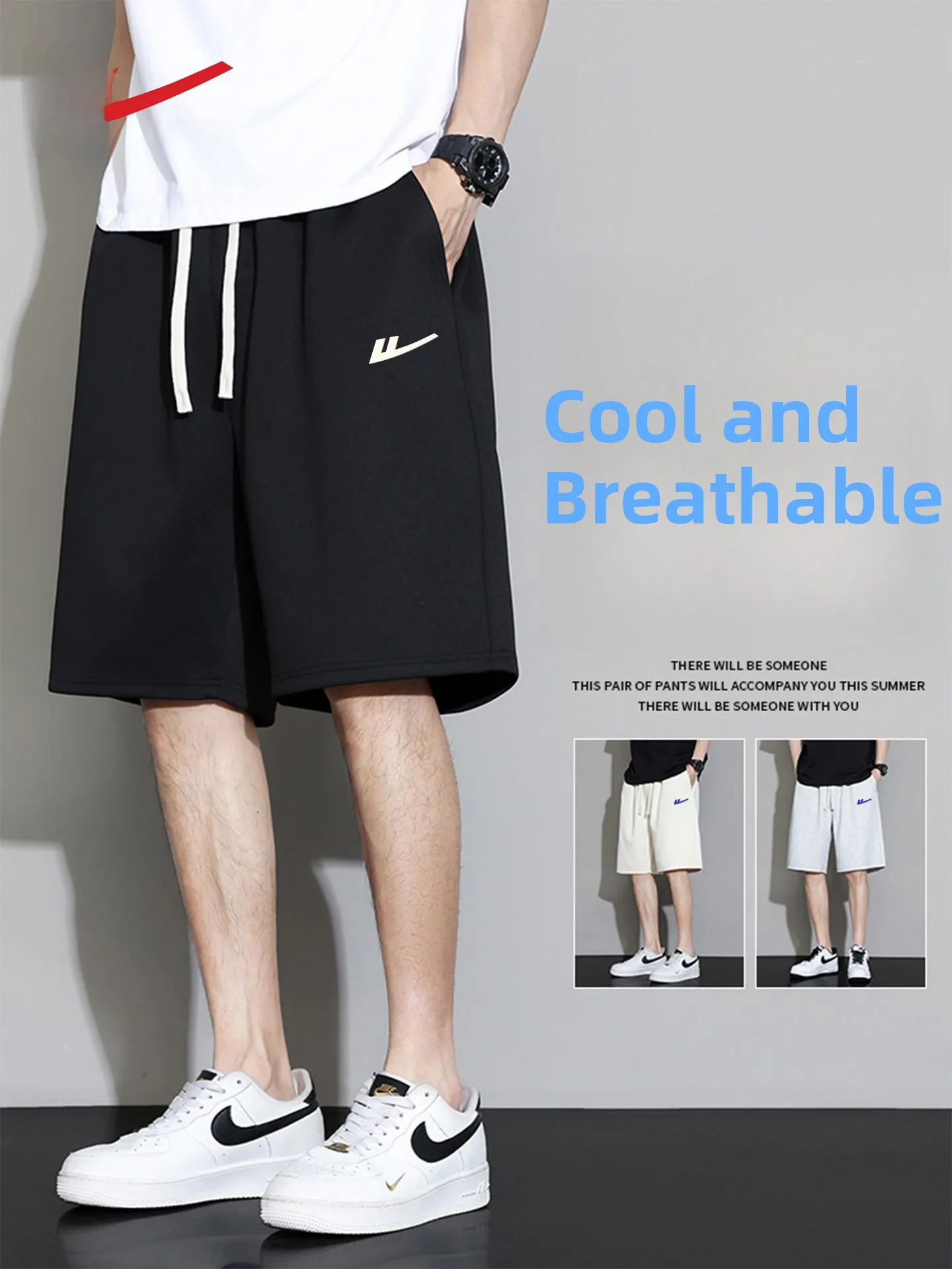 

Warrior Ice Silk Sports orts Men's Summer Thin Outdoor Running Fitn Pants Five-Quarter Length Casual Loose Fit Polyester...