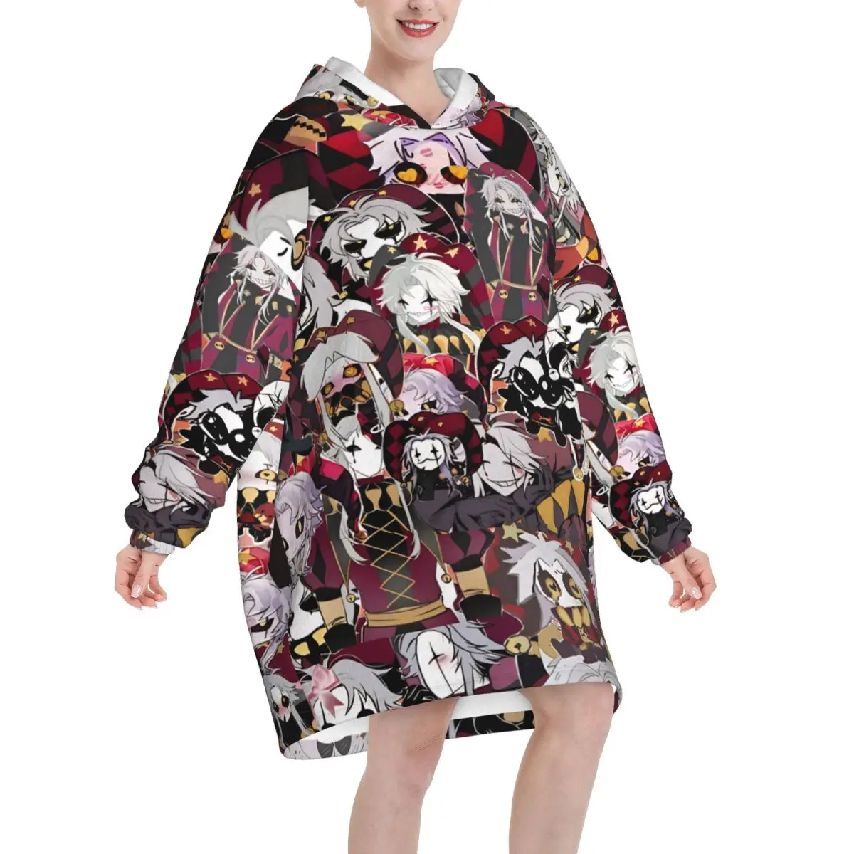 Pierrots The Freak Circus Oversized Blanket Hoodie Sweatshirt Long Fleece Hooded Wearable Blanket with Large Pocket