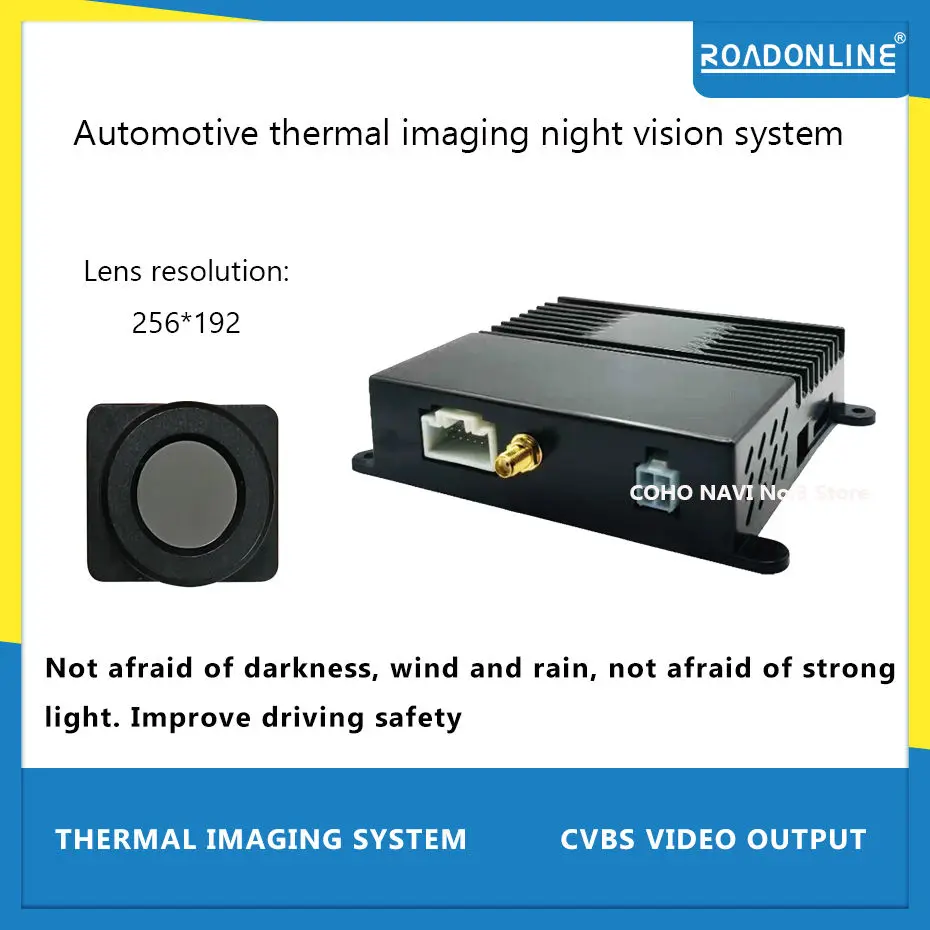 

Automotive thermal imaging night vision system with CVBS video output, thermal sensor lens, thermal recognition, thermal imaging