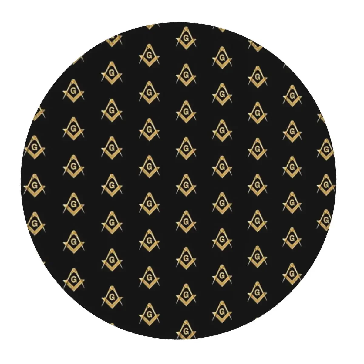 Freemason Pattern Gold Blue Square And Compass Masonic  Round Mouse Pad Computer Keyboard Mouse Mat Gaming Laptop Desk Mat