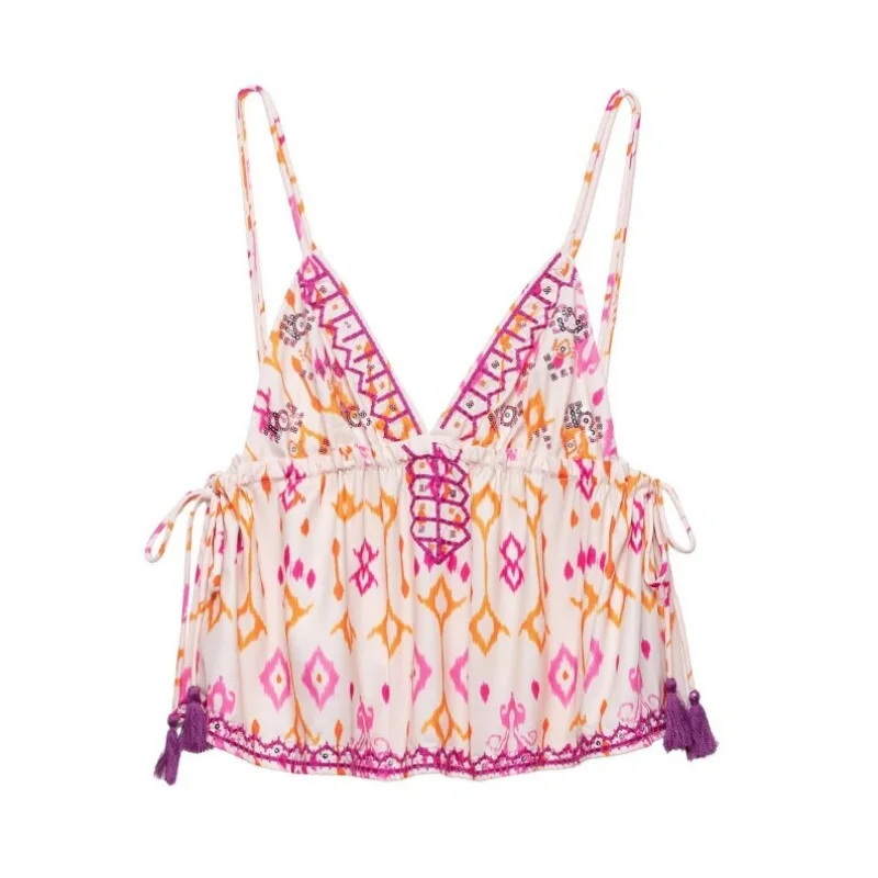 2026 Summer Trendy Personalized Crop Cami Tops Women Fashion Sleeveless Beach Holiday Outfits