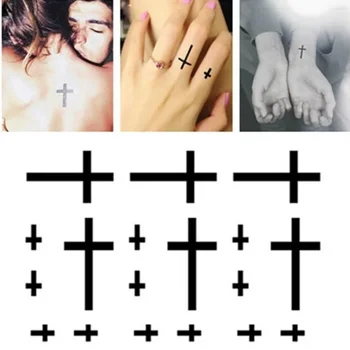 5PCS Black Sexy Fashion Waterproof Neck Body Art Face For Men Women Tattoos Sticker Fake Tatoo Temporary Stickers Cross Tattoo