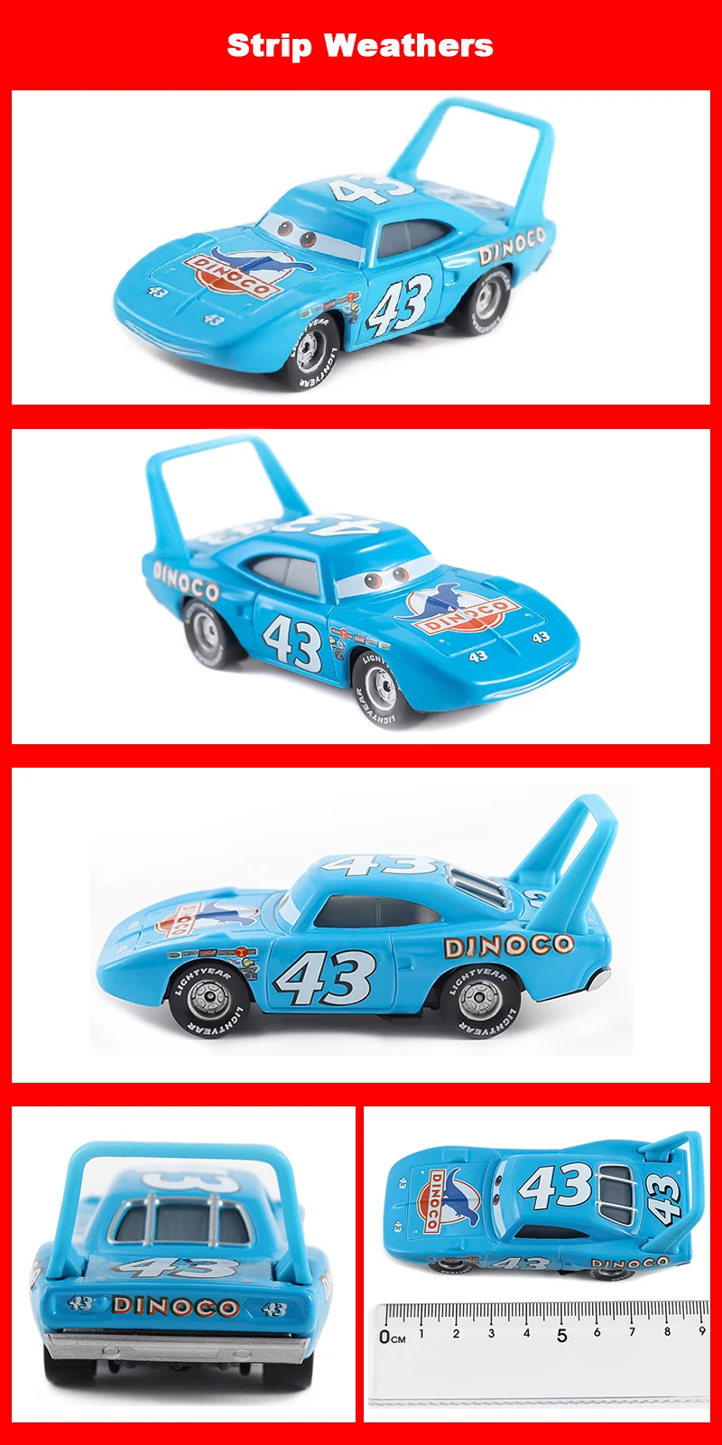 Cars Gold Galvanisierung Car King 43 Anime Figur Strip Weathers 1/55 Metall-Druckguss Dinoco Rennspielzeug Kindergeschenke – Detail 1