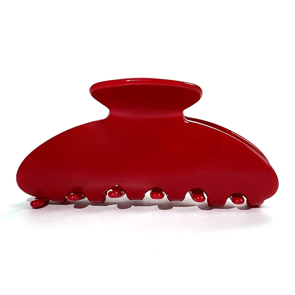 1 pince à cheveux rouge solide de taille moyenne, accessoire festif pour femmes, robuste et durable, adapté aux fêtes et aux mariages.