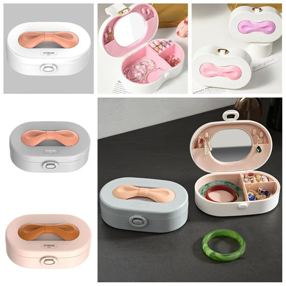 

Portable Dustproof Bow Jewelry Box Large Capacity Multifunctional Jewelry Storage Box Earrings Display Case