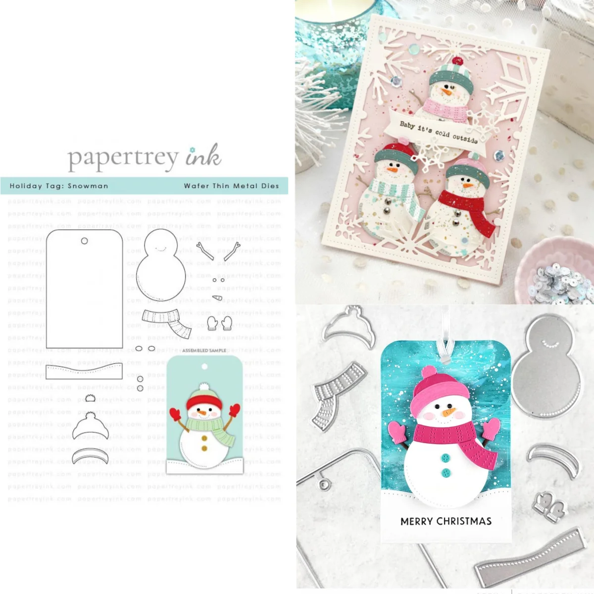 

Merry Christmas 2025 Snowman Christmas Wishes Ornament Tags Metal Cutting Dies Clear Stamps For DIY Scrapbook Decoration Paper