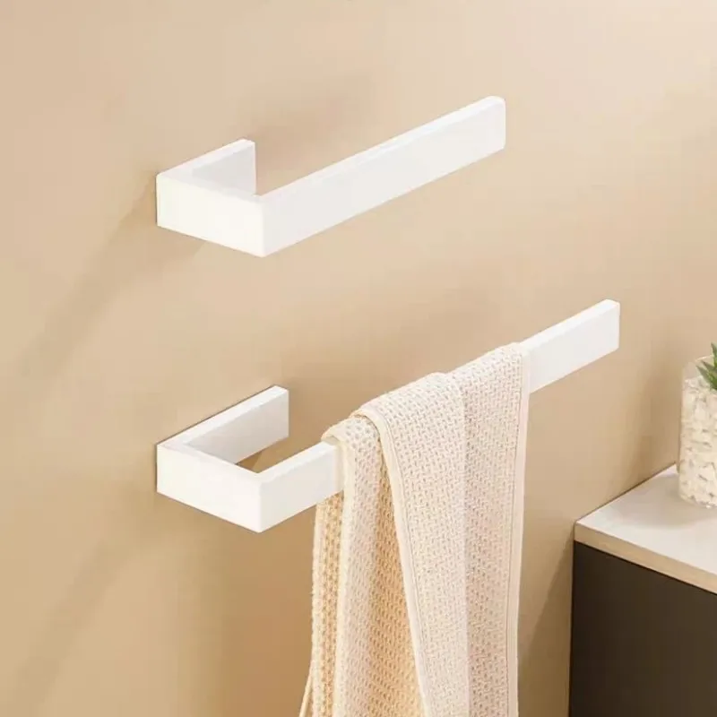 No Nail Kit Bathroom Hardware Set White Kit Banheiro SS304 Towel Bar Wall Mount Black Toilet Paper Holder Hand Robe Hook Hanger