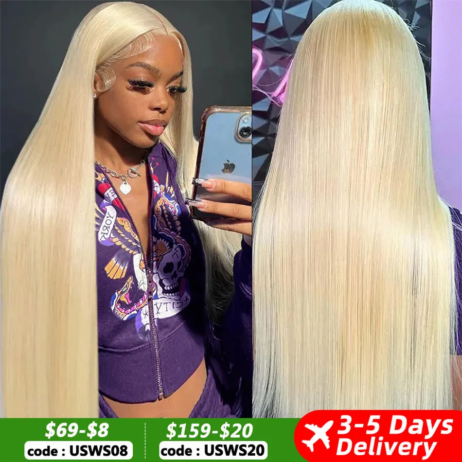 Blonde 613 13x6 Lace Frontal Wigs HD 613 Lace Front Human Hair Wigs For Women Pre pucked Straight Human Hair Wigs Can Be Dyed