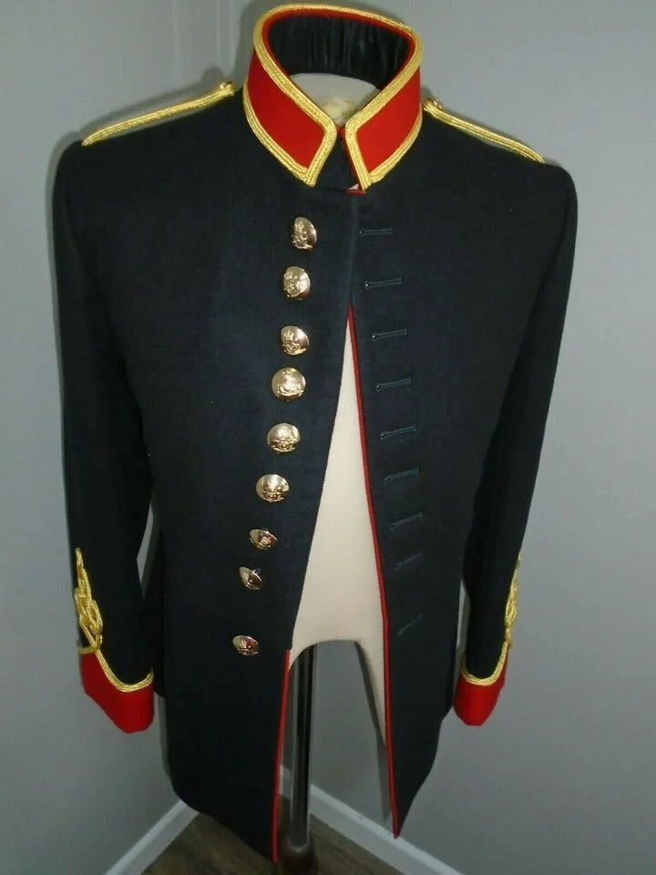 Men's British Royal Artillery Tunic Band Army Costume Black Jacket Historical Military Officers Coat Custom Made