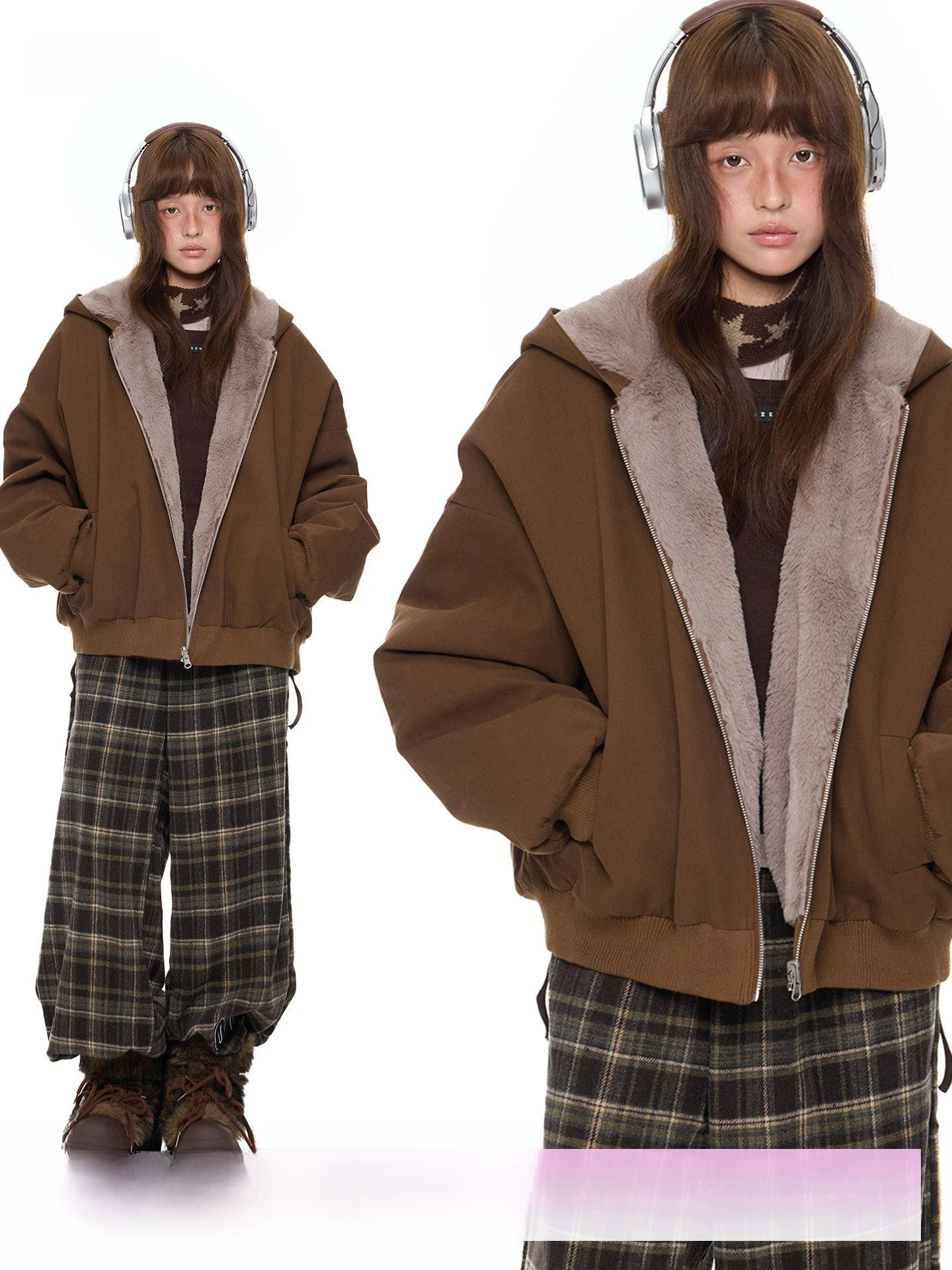 

Женская повседневная куртка EZEK с капюшоном, из хлопка, с искусственным мехом, свободного кроя, в уличном стиле, хип-хоп, удлиненная, на молнии, однотонная