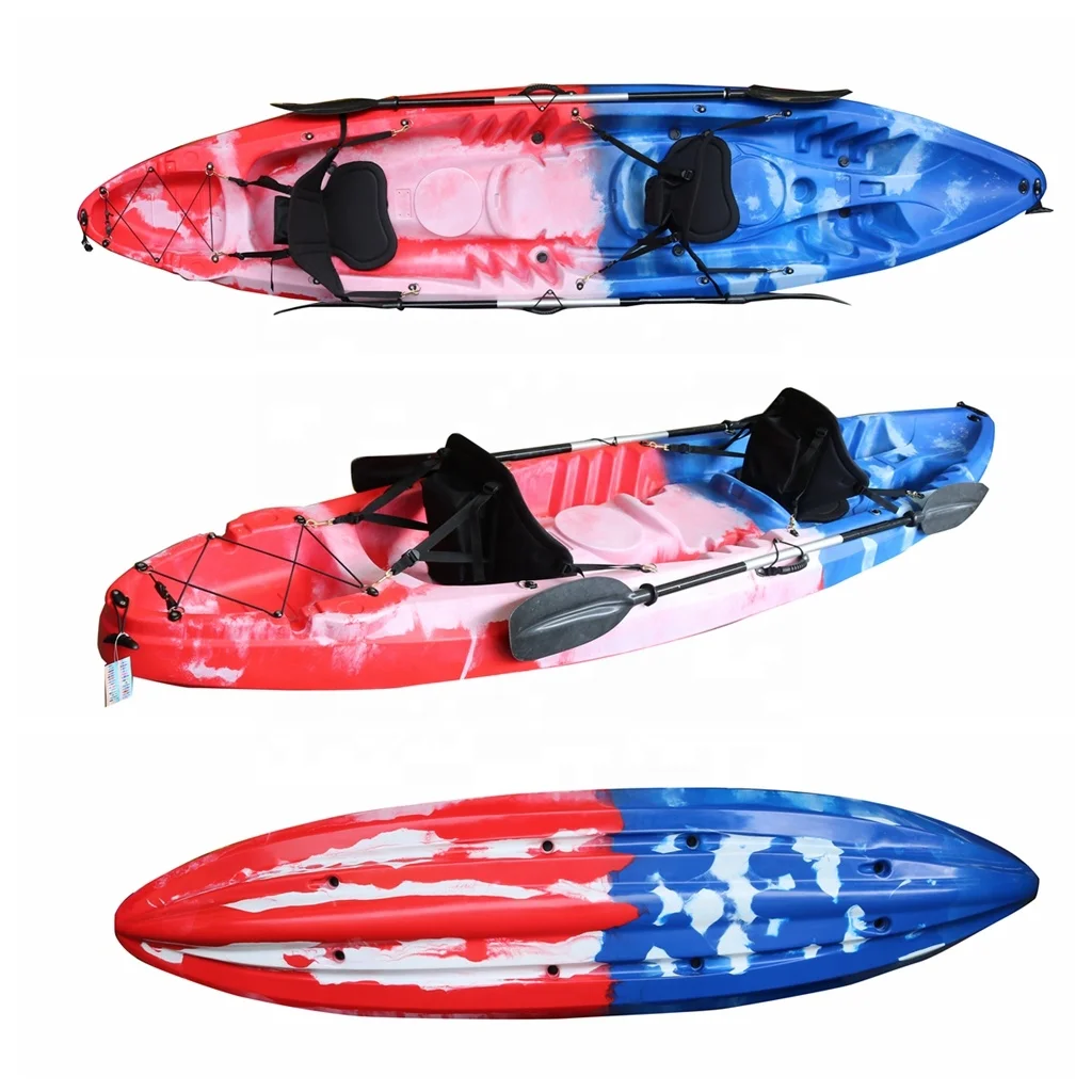 Vicking precio de fábrica 2 + 1 kayak/canoa de pesca familiar 3 personas inflable 4m de longitud tamaño de 12 pies con soporte para caña de pescar venta Lldpe