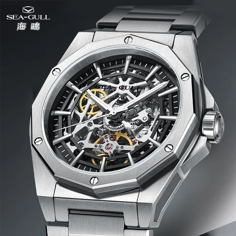 

Seagull Casual Automatic Mechanical Watch Skeleton Hollow Men Wristwatches Luminous Military Watches Sapphire Montre Homme 6168k