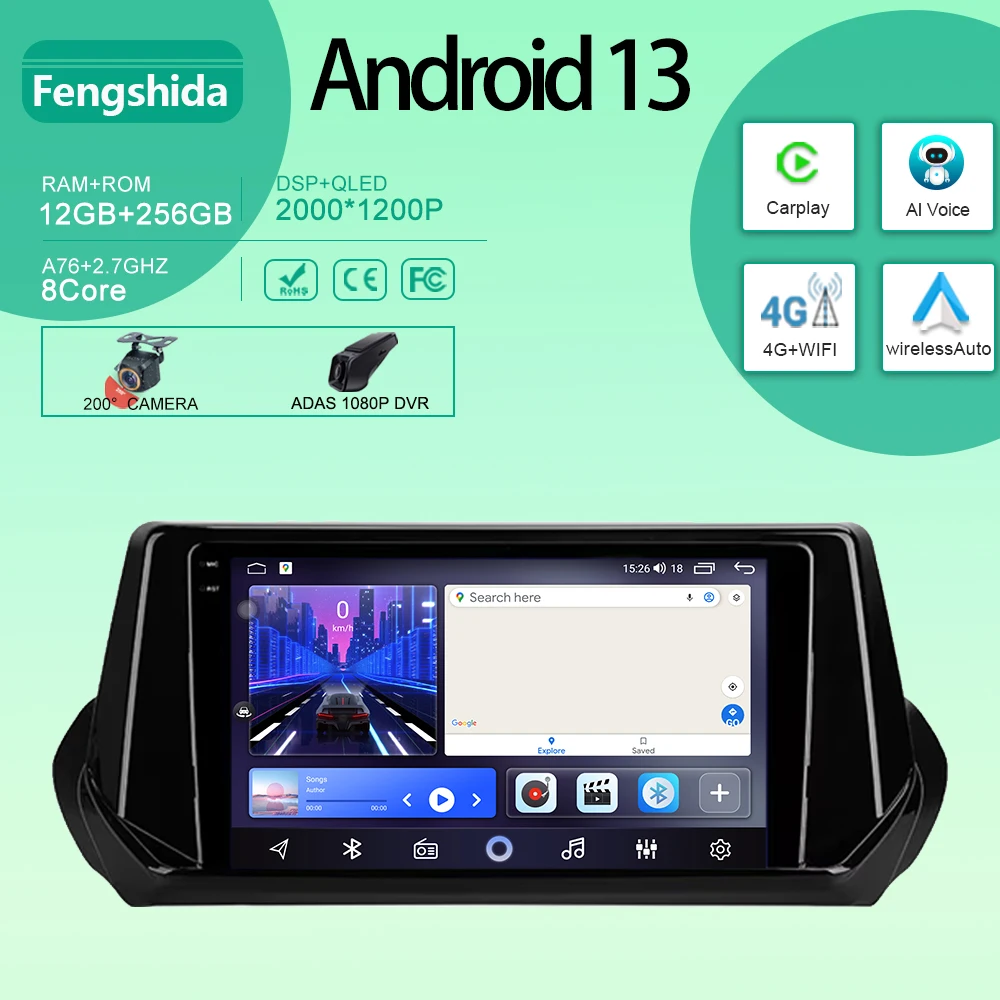 

Android Auto For Peugeot 2008 2 2019 - 2021 Car Radio Multimedia Video Player Carplay Navigation GPS 5G WIFI BT QLED No 2din DVD