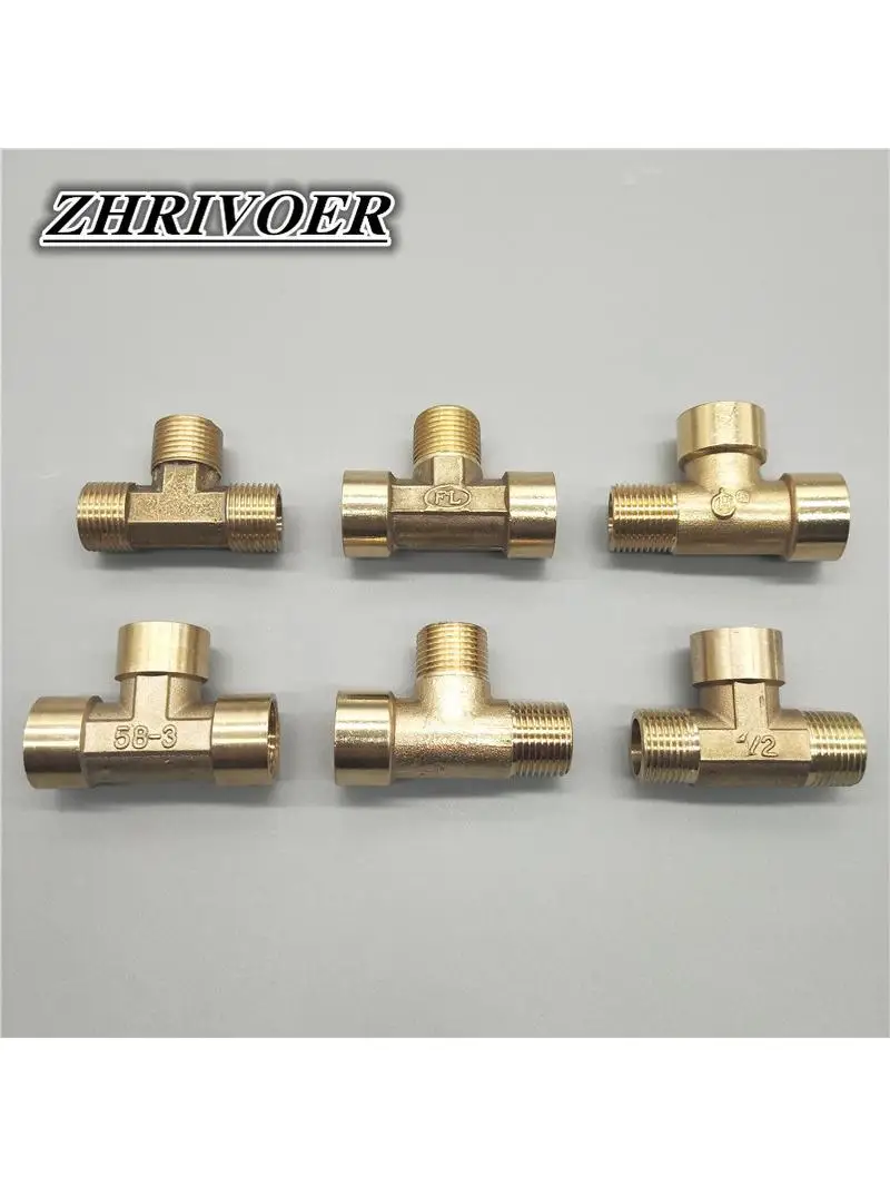 Pneumatyczna hydraulika mosiężna złączka rurowa męski/gwint żeński 1/8 "1/4" 3/8 "1/2" BSP typ trójnika mocowania miedziane Adapter oleju napędowego — zdjęcie 2