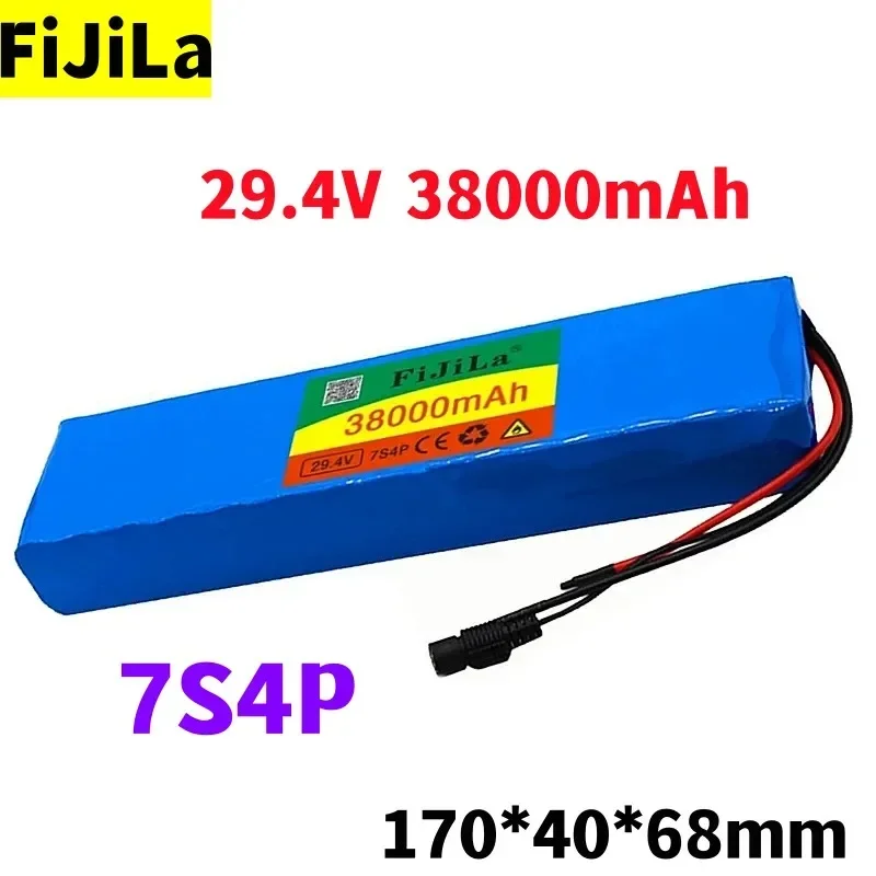 24V 38000mAh Electric Bike Motor Ebike Roller Lithium-Ion Battery 29.4V 18650 Rechargeable New 7s4p