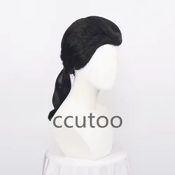 Synthetic Beauty and the Beast Prince Gaston Wig Black Short Curly Wig Cosplay Halloween Role Play Hair + Wig Cap