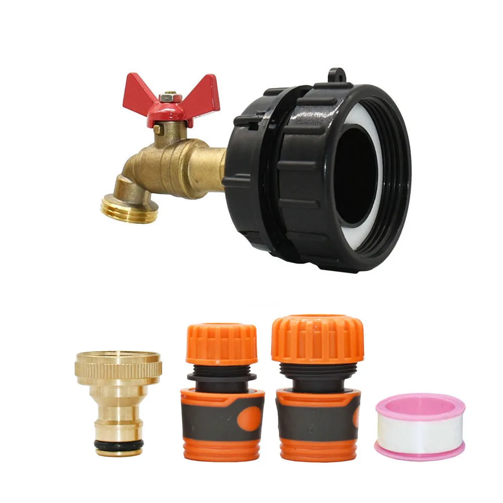 

3/4 inch Thread IBC Tank Adapter Valve 63mm/2.48 inch To 3/4 NPT Thread Connector 16mm nipple Brass Tap Fitting