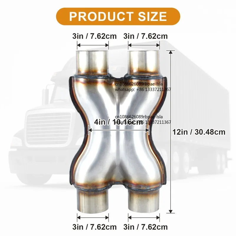 

Stainless Steel X Y Pipe 3.0 '' Inlet/Outlet Universal Exhaust Muffler Connection Pipe