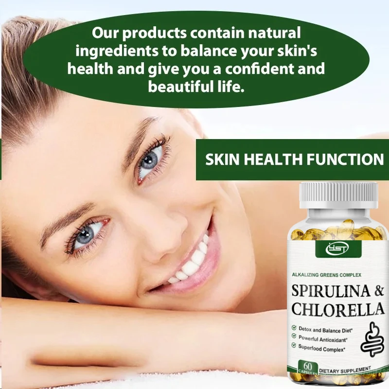 Spirulina Chlorella Supplement - Supports Liver, Kidney and Intestinal Detoxification, Energy, Digestion, Antioxidant