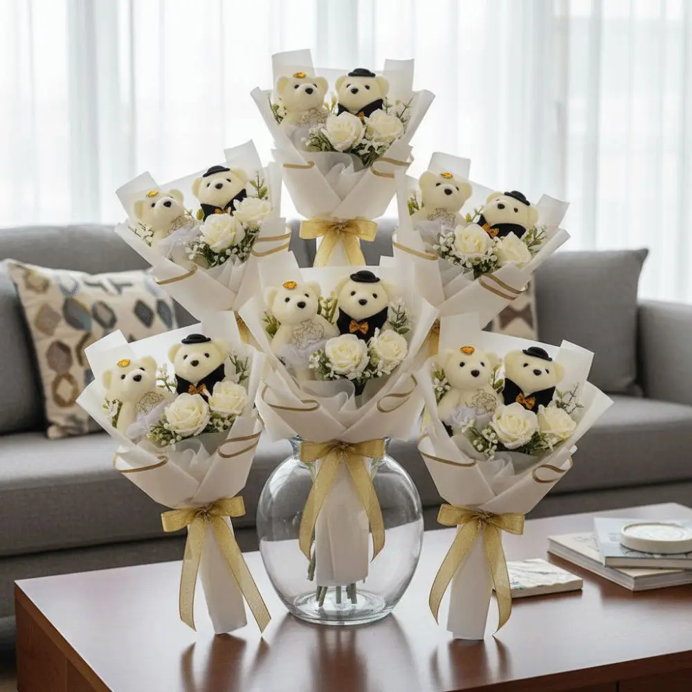 10pcs Foam Bear Bear Foam Animal Handmade Mini Bear Flower Bouquet Mini Cartoon Cartoon Bouquet Girl Birthday Gift