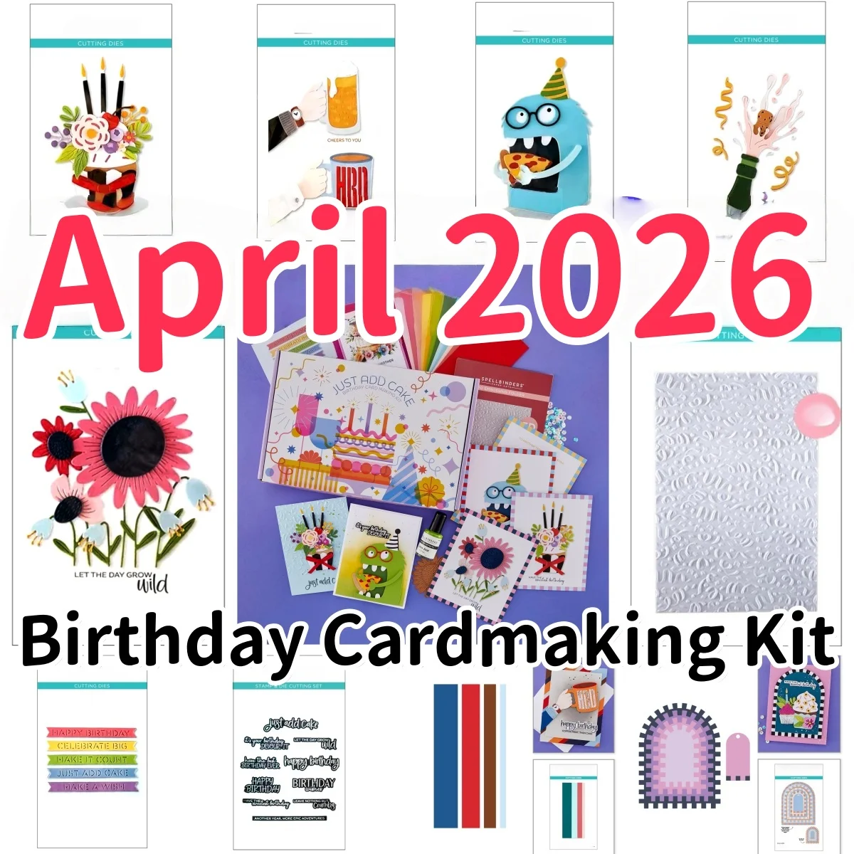 Troqueles de corte de metal con diseño de flor grabada, sellos transparentes y lámina caliente con efecto confeti para tarjetas DIY, álbumes de recortes y manualidades, Tema Cumpleaños Abril 2026 2026