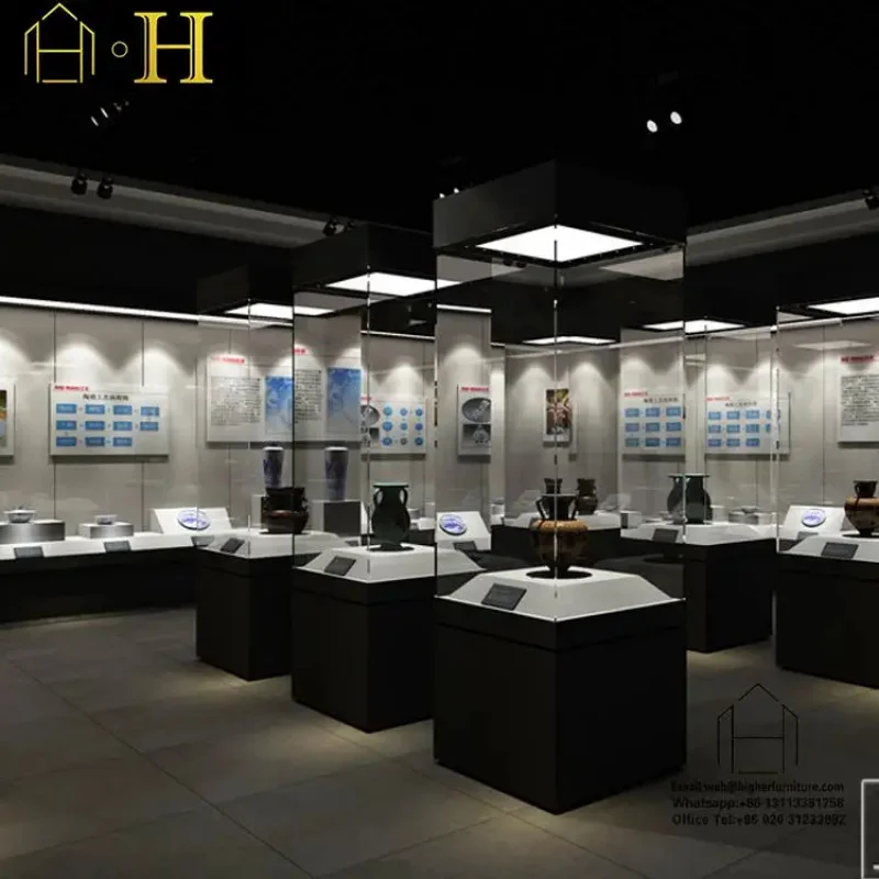 custom.Custom High museum Vitrines Modern Exhibits Display showcase Glass Frame museum Shelves