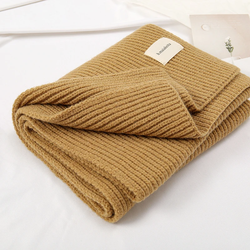 Warm Knitted Wool Soft Scarf Women Solid Korean Style Skinny Long Woolen Yarn Autumn Winter Travel Casual Neckechief Bufanda New