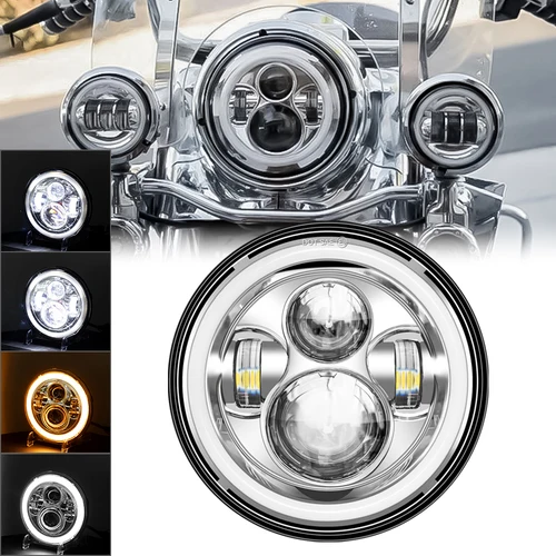 Imagen 1 del producto Faro de Moto de 7 pulgadas, luces LED para motocicleta, lámpara Halo DRL para Royal Enfield Himalayan 400 411 650 350 Cafe Racer