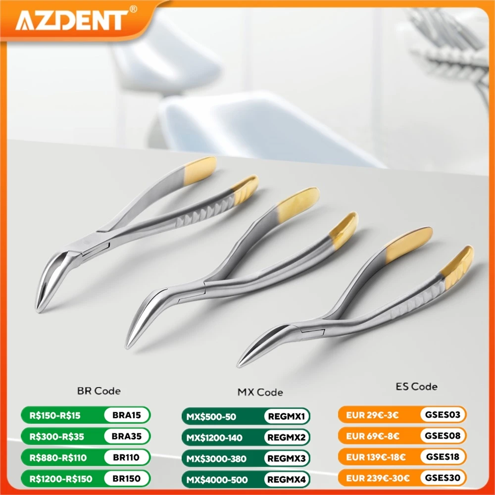 Kleszcze do ekstrakcji korzeni zębów dentystycznych Szczypce do fragmentów korzeni AZDENT Instrument Stomatologia Zakrzywione Uniwersalne narzędzie