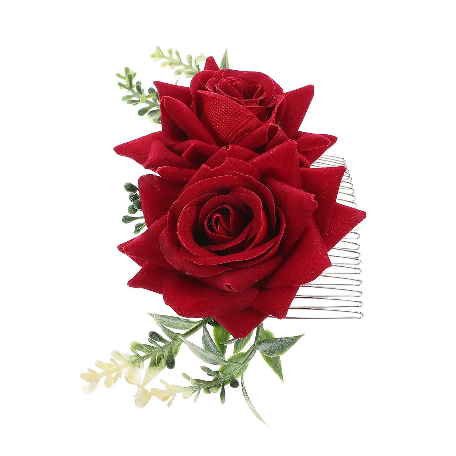 

Artificial Flower Hair Side Comb for Women Red Floral Hair Accessories Metal Teeth Ideal Wedding Bridal Formal Event Hairstyle