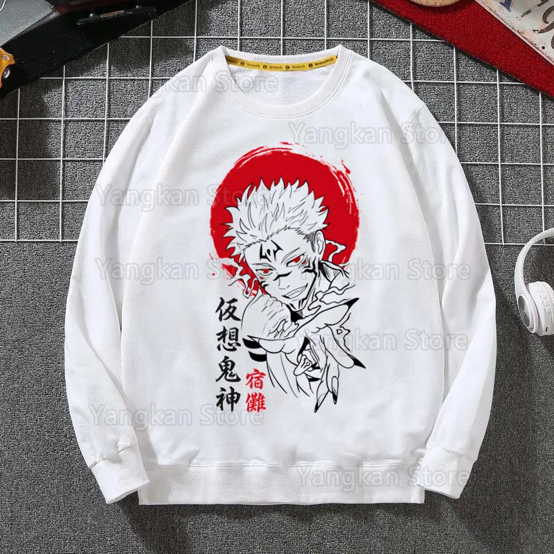 Sukuna Hoodies Sweatshirts Men Woman Fashion White color Autumn Winter Hip Hop Hoody Male Brand Casual Tops