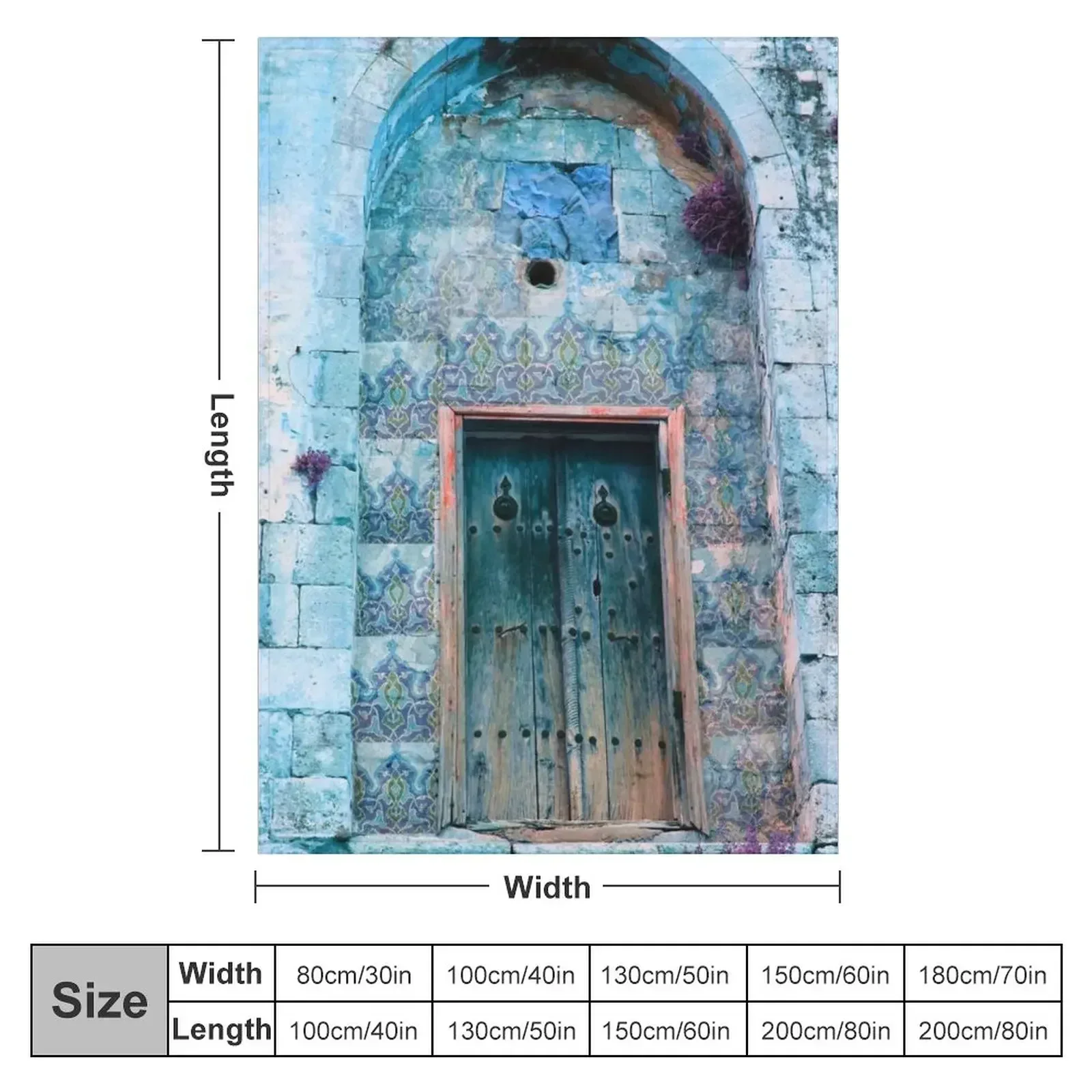 Vintage Arabic Blue Door Throw Blanket couch cozy soft plush fuzzy picnic outdoor blanket
