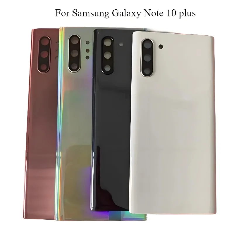 New For Samsung Galaxy Note 10 plus battery back cover  housing rear camera glass lens replace With lenses  N970F N975F