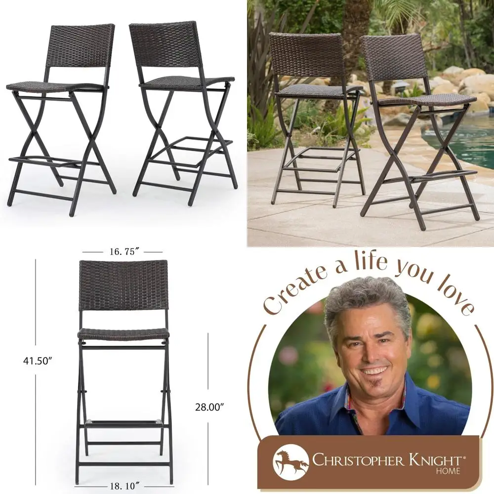 

Multibrown Wicker Outdoor Barstools Set of 2