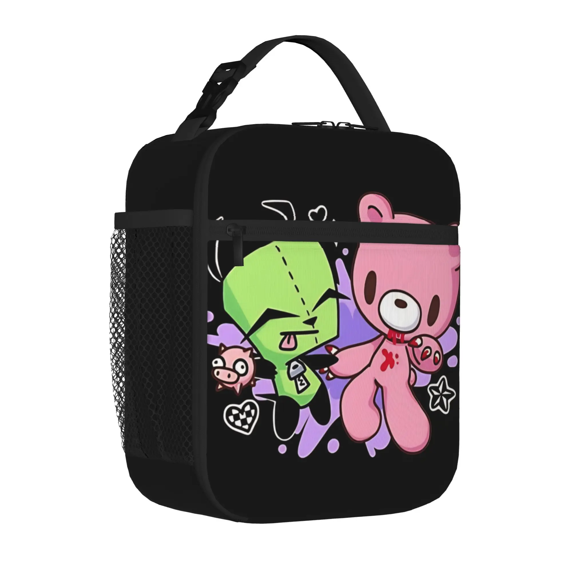 1 Piece Zipper Closure bumbling  Storage Bag Pocket Invader Zim School Lunch Food Box Reusable For Lunch Food Bag