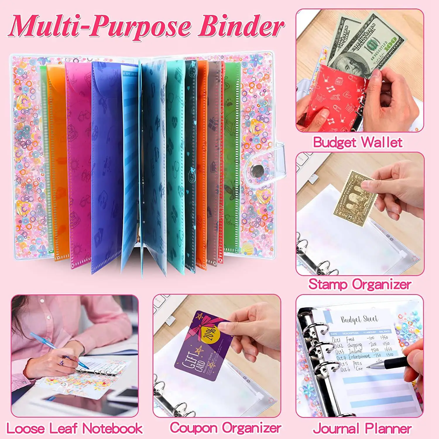 31 шт., конверты из ПВХ для денег, 6 отделений