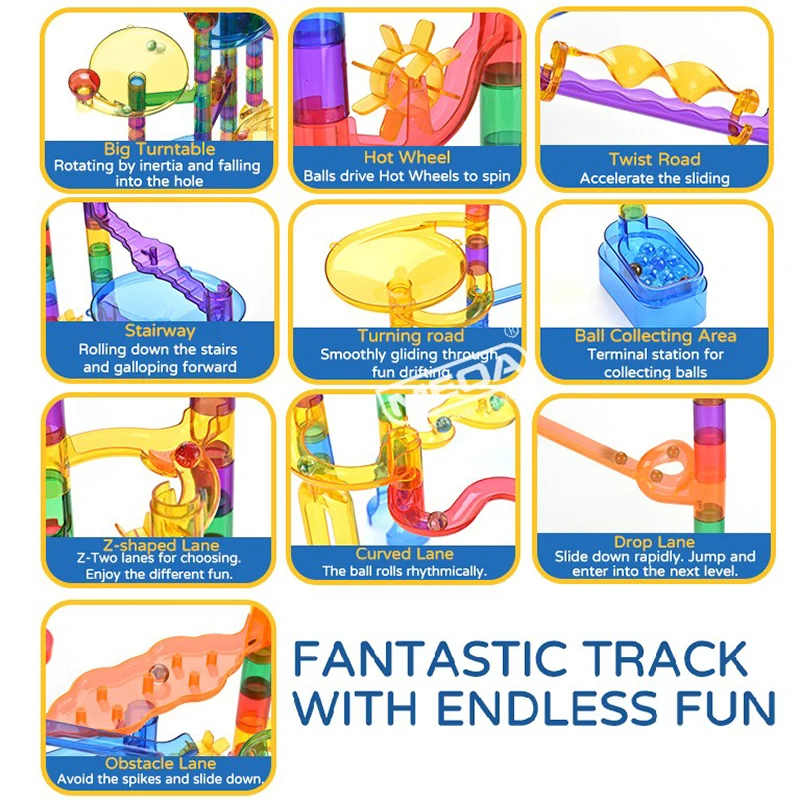 Safety Material Educational Toys Marble Toys Ball Track Assembly Building Blocks kids' Marbel Run Toys Rail Track