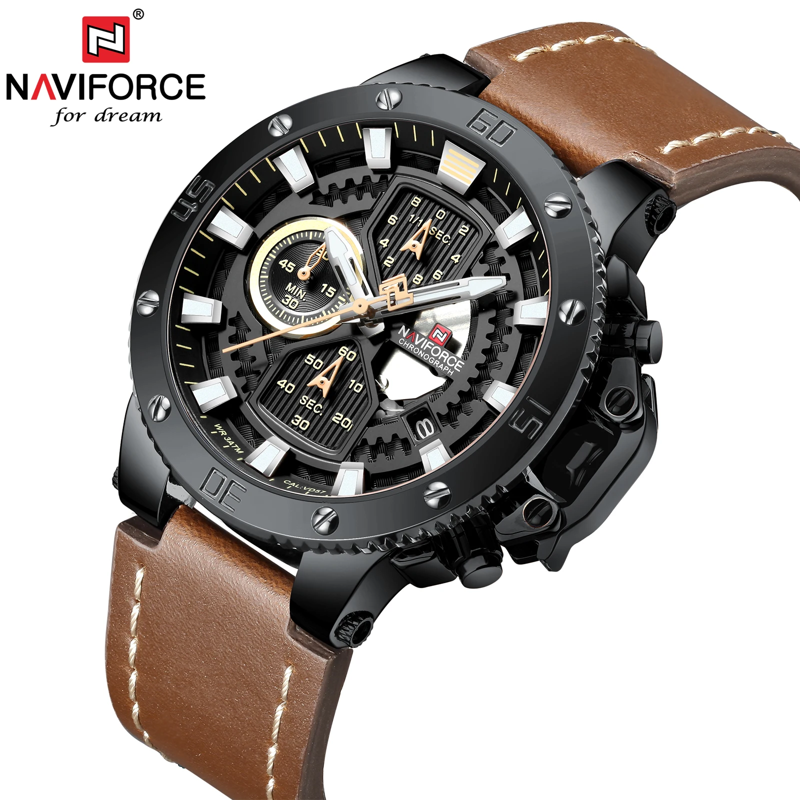 NAVIFORCE NF9159 Men Quartz Watches Top Brand Sports Auto Date Week Display High Quality 30M Waterproof Watch Relogio Masculino