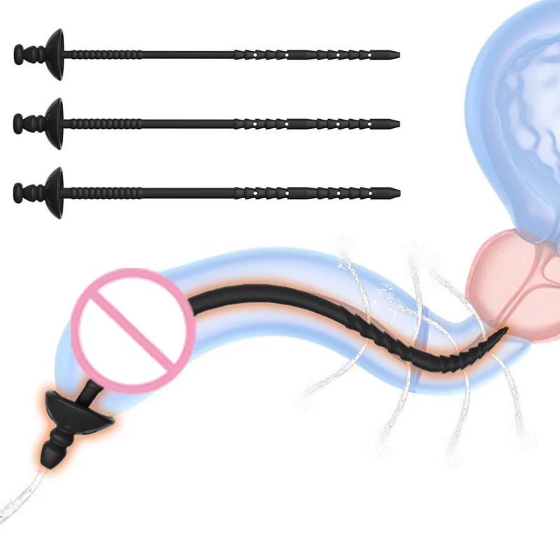 ذكر طويل جوفاء مانع إبرة حقن متعدد الأغراض أنبوب الإحليل سيليكون الحصان العين مجرى البول قضيب مجرى البول موسع الجنس لعب