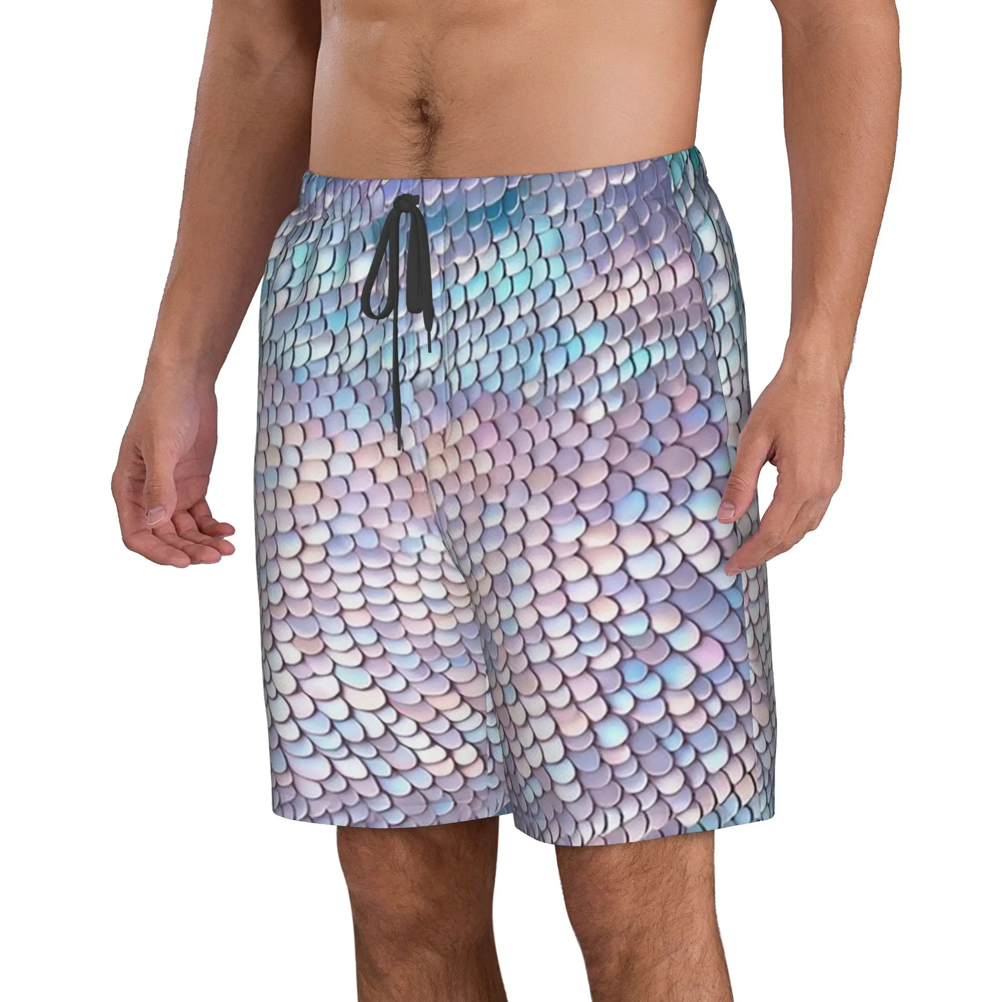 Mermaid Fish Scale Dazzling Scales Trunks Beach Board Shorts Casual Quick Dry Swimming Summer Men Pants