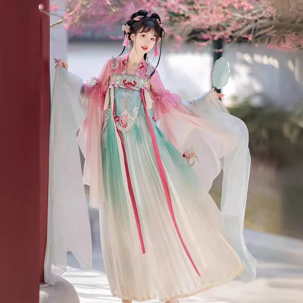 New Product Female Han Costume Chest Ru Dress Broken Long Robe Embroidered Chinese Clothing Daily Spring and Summer Style