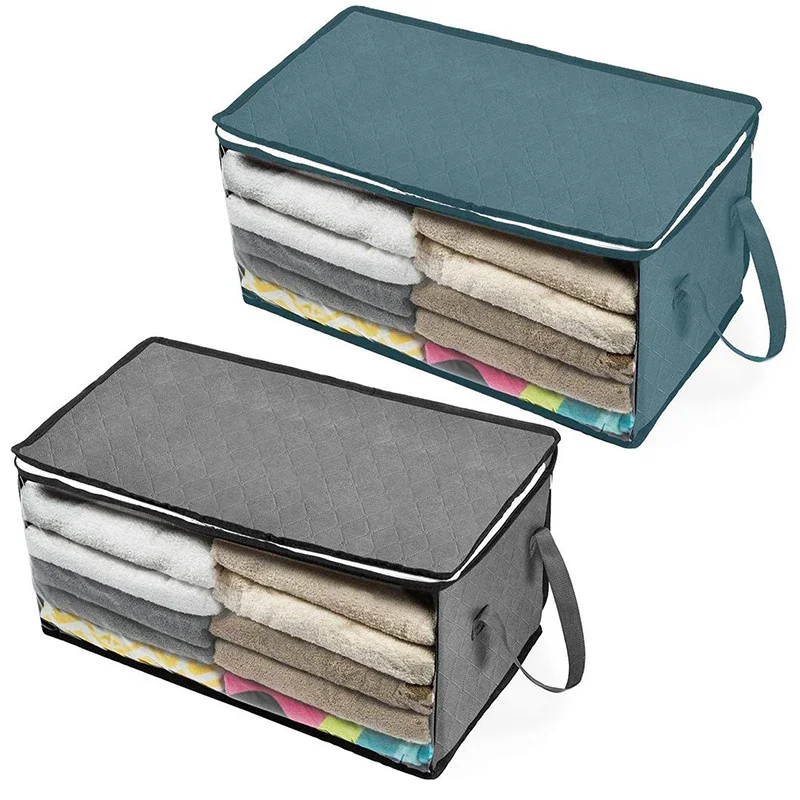 1pc Non-woven Space Saver Clothes Quilt Blanket Storage Bag Box Organizer Portable 58 * 31 * 30cm Home Storage & Organization